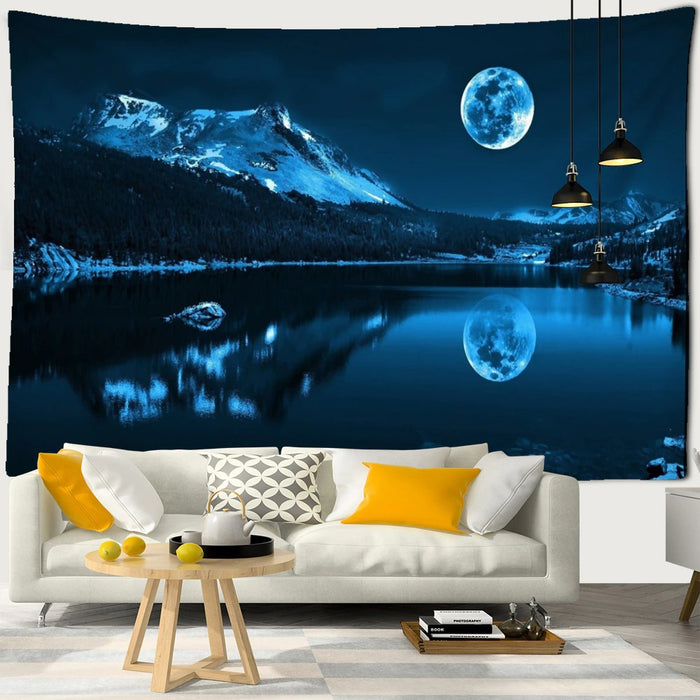 Psychedelic Moonlight Night View Tapestry Wall Hanging Tapis Cloth