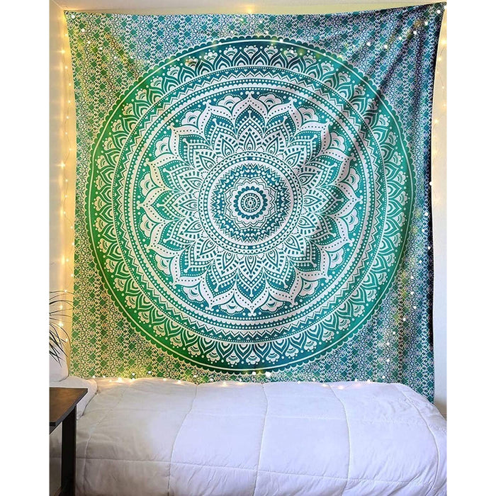 Indian Cotton Green Tapestry Mandala Wall Hangings- Tapestry For Bedroom - Indie Wall Tapestry Hippie Room Decor - Boho Small Tapestry's Aesthetic