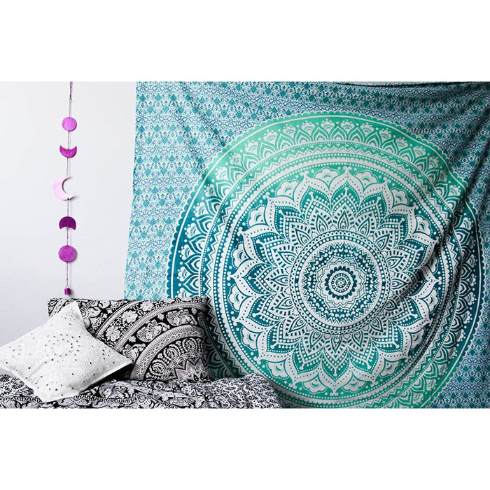 Indian Cotton Green Tapestry Mandala Wall Hangings- Tapestry For Bedroom - Indie Wall Tapestry Hippie Room Decor - Boho Small Tapestry's Aesthetic