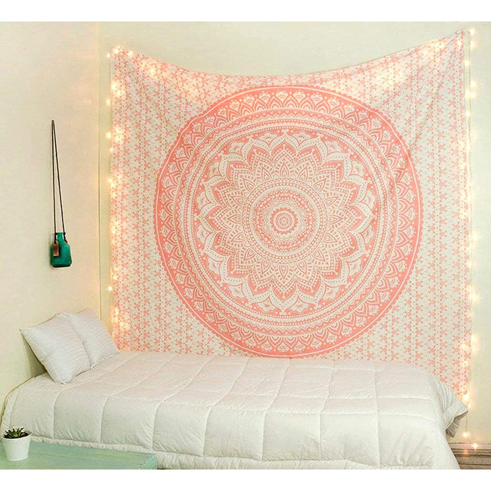 Rose Gold Elephant Mandala Tapestry For Bedroom- Aesthetic Tapestry - Indie Wall Tapestry Hippie Room Decor - Boho Tapestrys -Trippy Small Tapestry Wall Hanging