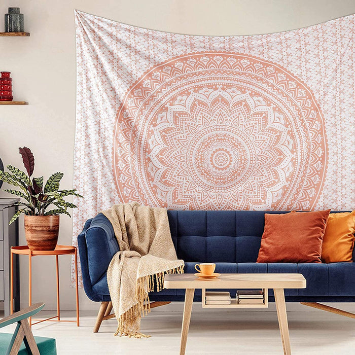 Rose Gold Elephant Mandala Tapestry For Bedroom- Aesthetic Tapestry - Indie Wall Tapestry Hippie Room Decor - Boho Tapestrys -Trippy Small Tapestry Wall Hanging