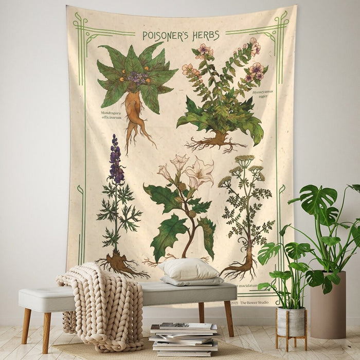 Retro Plant Flower Tarot Tapestry Wall Hanging Tapis Cloth