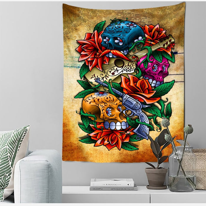 Skeleton Flower Tapestry Wall Hanging Tapis Cloth