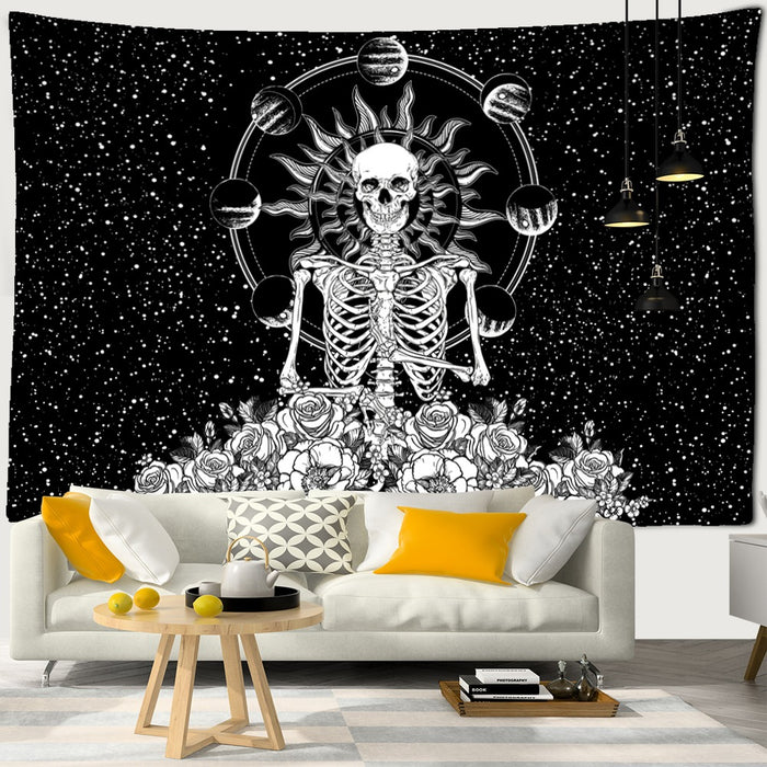 Skeleton and Stars Tapestry Wall Hanging Tapis Cloth