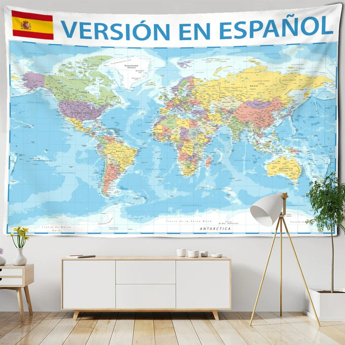 Spanish World Map Tapestry Wall Hanging Tapis Cloth