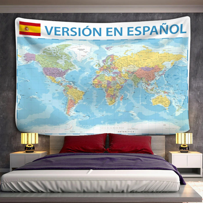 Spanish World Map Tapestry Wall Hanging Tapis Cloth