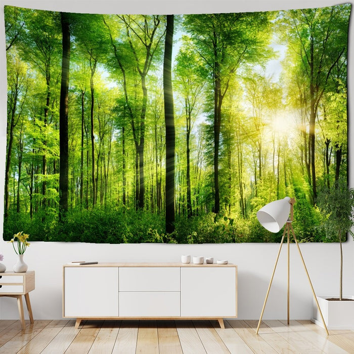 Sunshine Green Forest Tapestry Wall Hanging