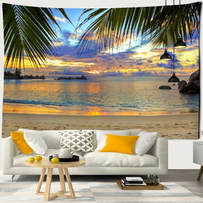 The Beach Sunset Tapestry Wall Hanging Tapis Cloth