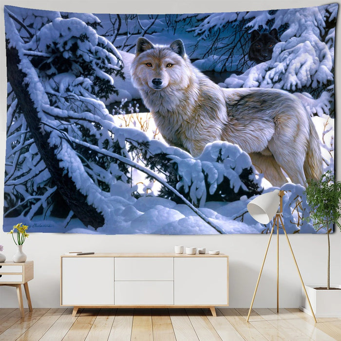 The Moon And Wolf Tapestry Wall Hanging Tapis Cloth