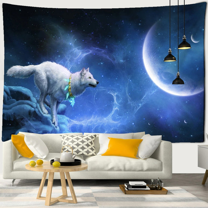 The Moon And Wolf Tapestry Wall Hanging Tapis Cloth