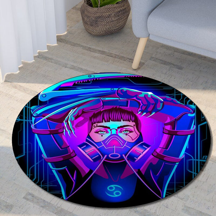 Anti-Slip Neon Art Printed Round Mat