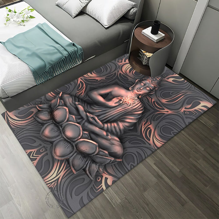 Anti-Slip Lord Buddha Printed Floor Rug