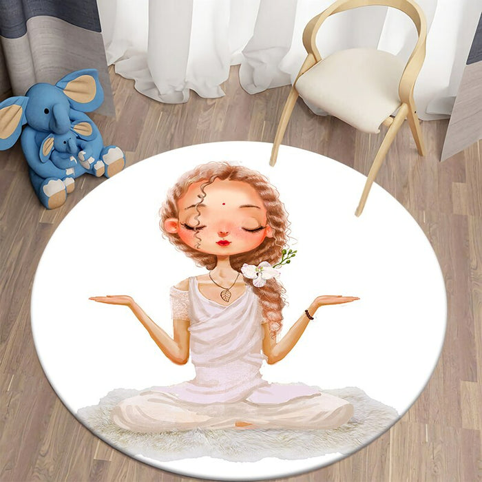 Home Decor Yoga Girl Printed Round Mat