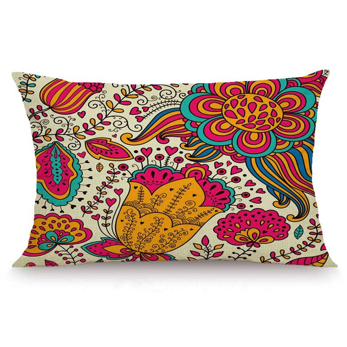 Floral Art Printed Rectangular Pillow Cover