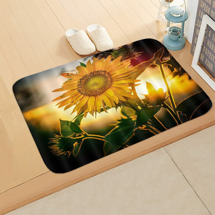 Non-Slip Sunflower Printed Floor Mat For Home