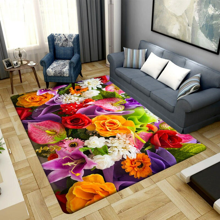 Colorful Rose Patterned Floor Carpet