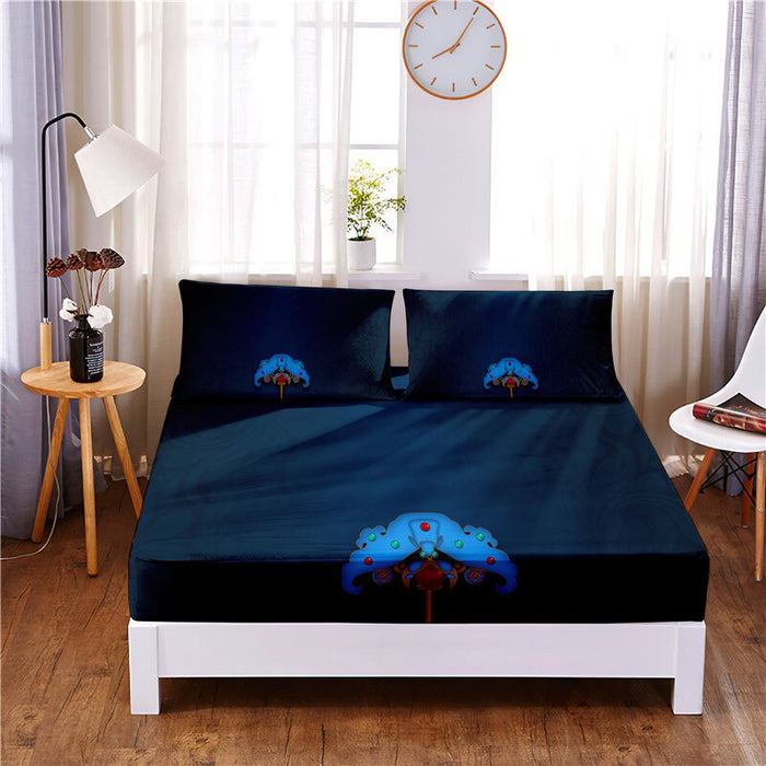 Digital Printed 3pc Polyester Fitted Sheet Bedding Set