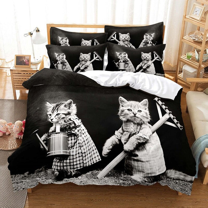 Cats Print Bed Flat Bedding Set