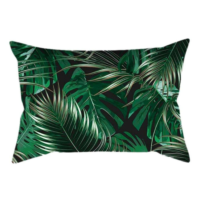 Color Plant Leaf Printed Pillow Cover