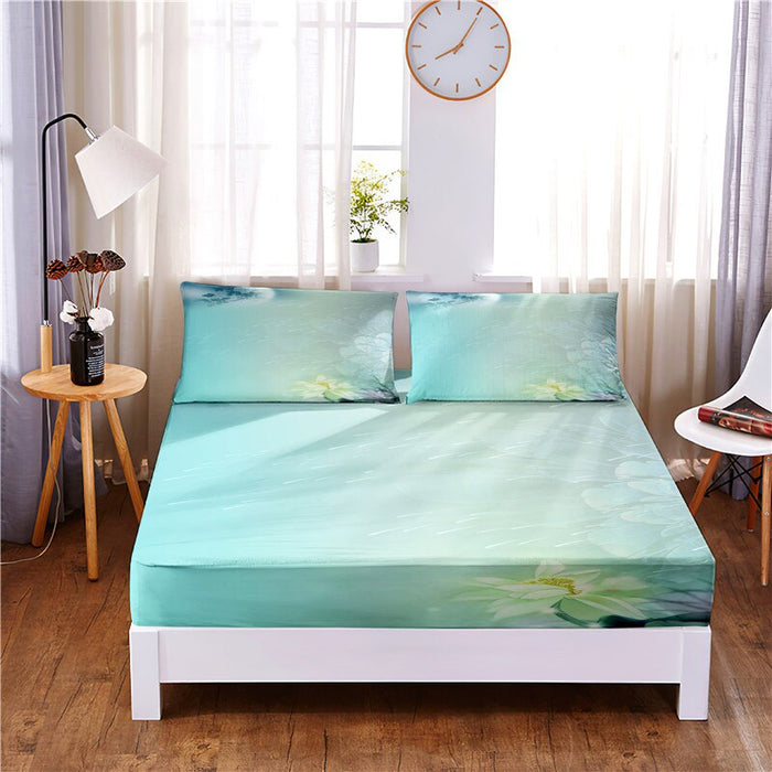 Digital Printed 3pc Polyester Fitted Sheet Bedding Set