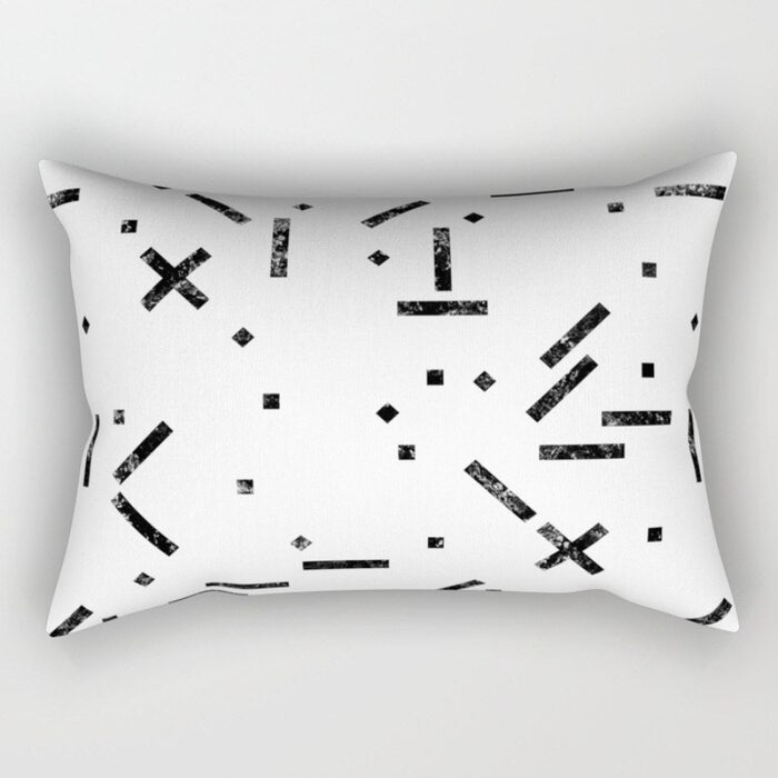 Black And White Printed Rectangular Pillow Cover