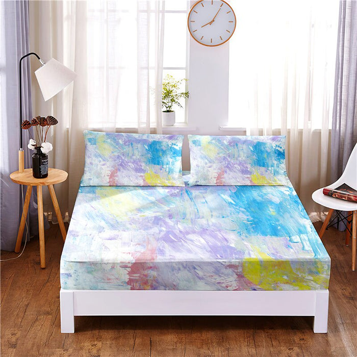 Digital Printed 3pc Polyester Fitted Sheet Bedding Set