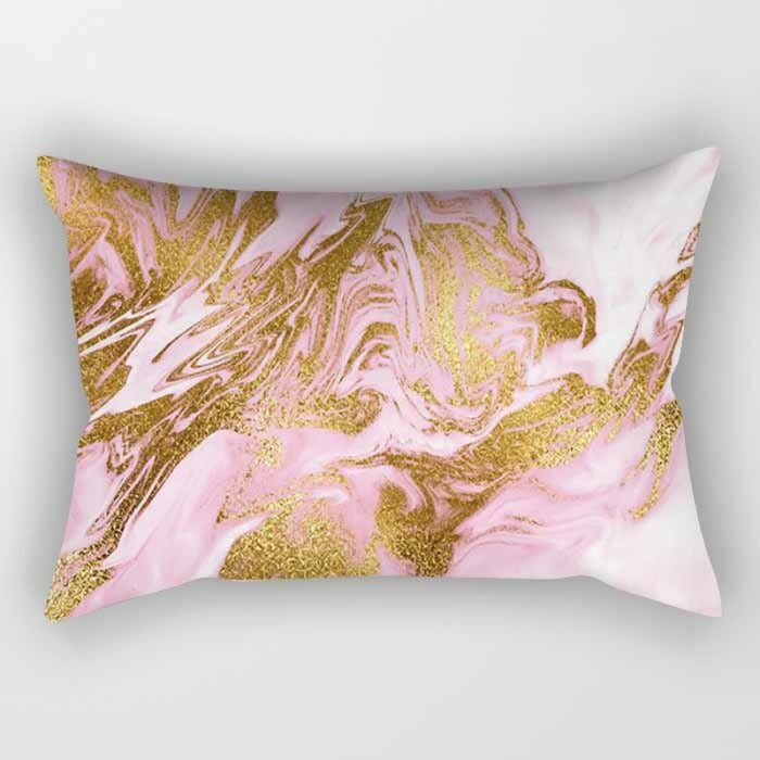 Marble Finish Printed Rectangular Pillow Cover