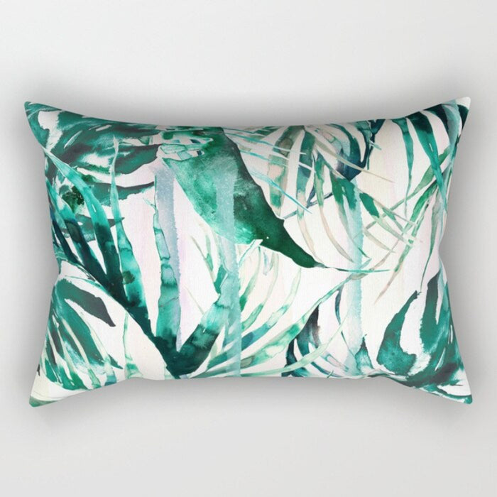Leaves Printed Rectangular Pillow Cover