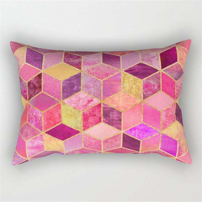 Geometric Pattern Printed Rectangular Pillow Cover
