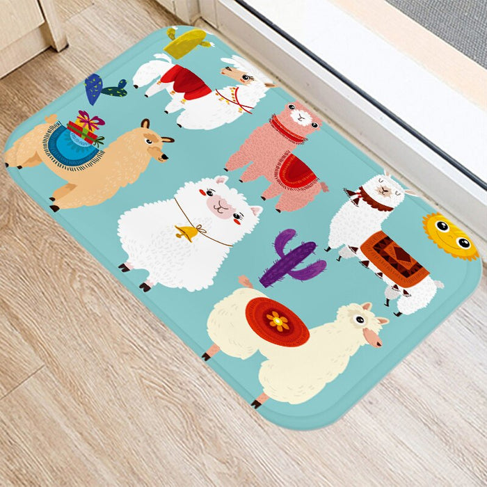 Non-Skid Alpaca Printed Floor Mats