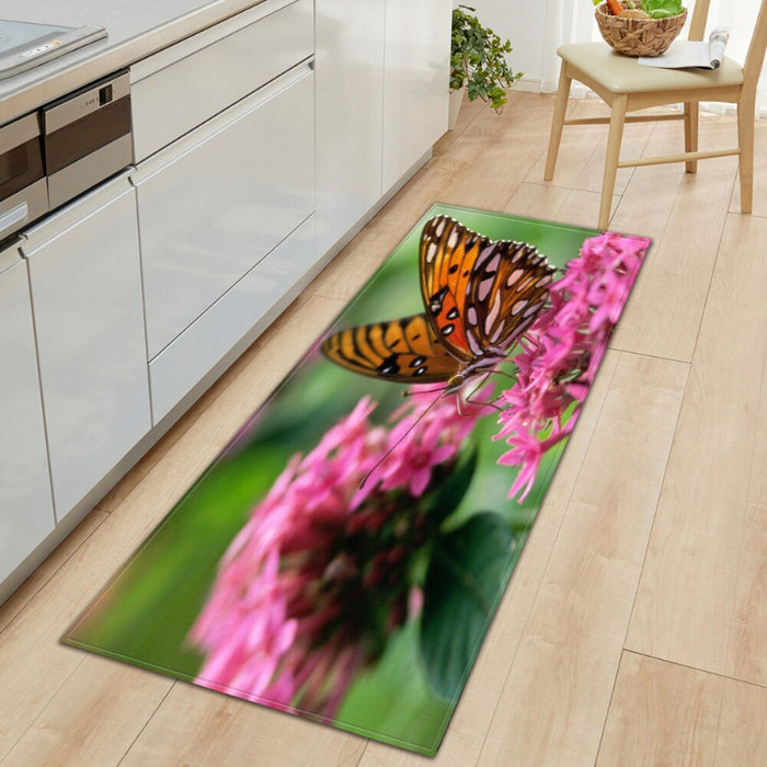 Anti-Skid Butterfly Rectangular Printed Floor Mat