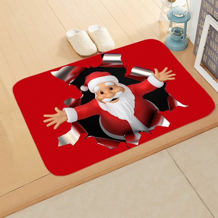 Non-Slip Rectangular Christmas Print Floor Mat