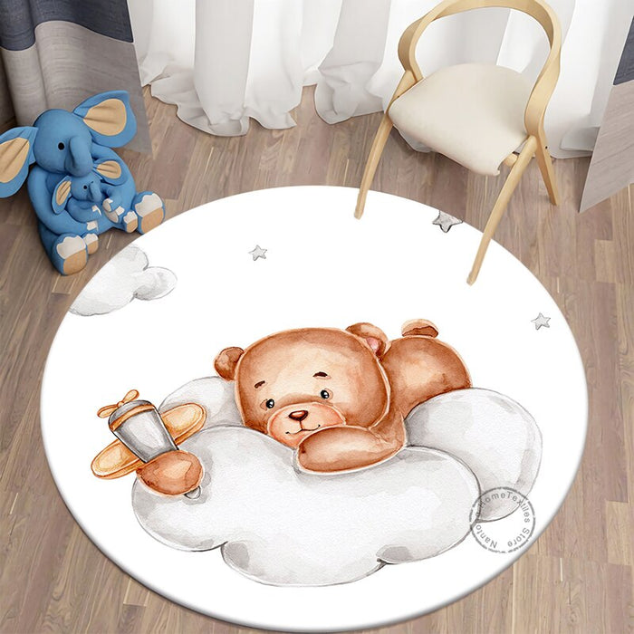 Home Decor Cartoon Bear Printed Round Mat