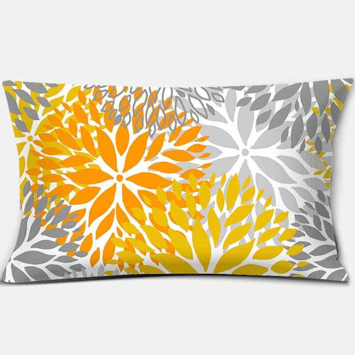 Yellow Geometric Printed Rectangular Pillow Cover