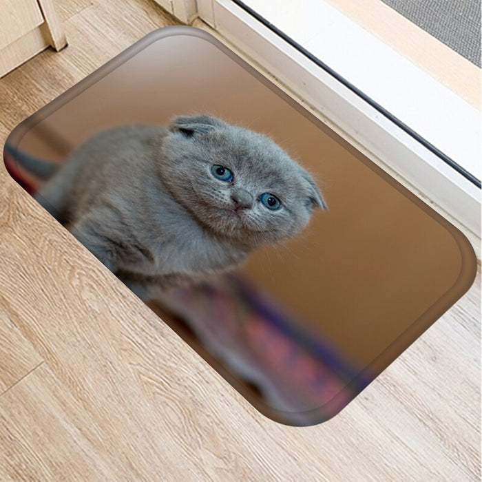 Non-Slip Cat Face Printed Floor Mat