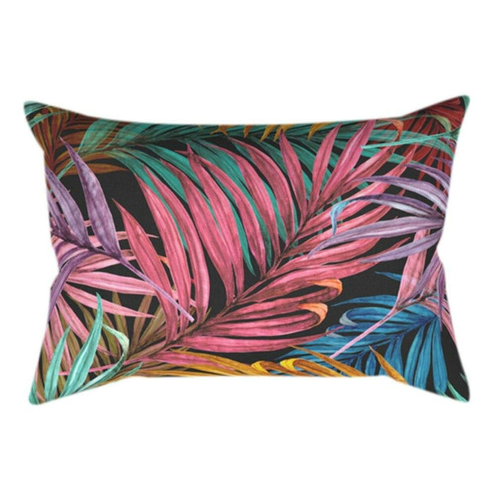 Color Plant Leaf Printed Pillow Cover