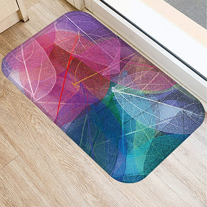 Colored Leaf Printed Floor Mat
