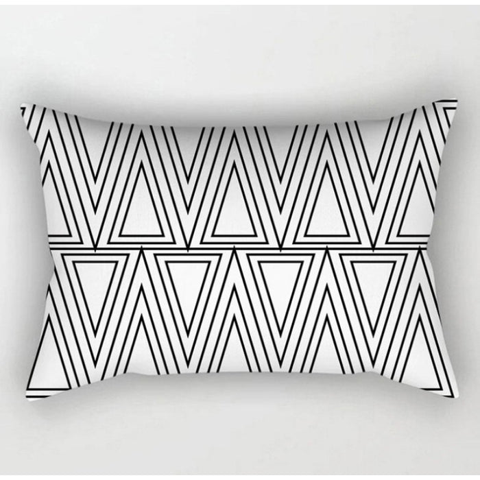 Monochrome Pattern Printed Rectangular Pillow Cover