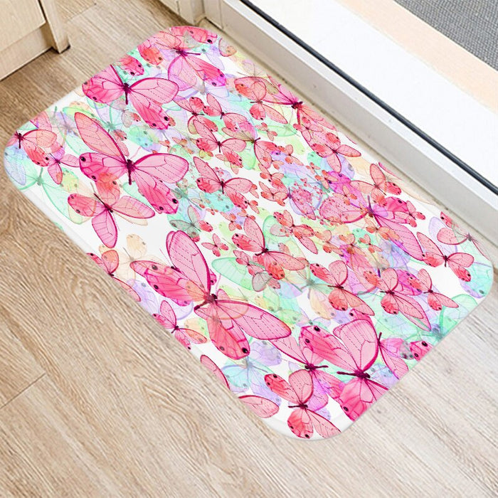Anti-Slip Rectangular Butterfly Printed Floor Mat