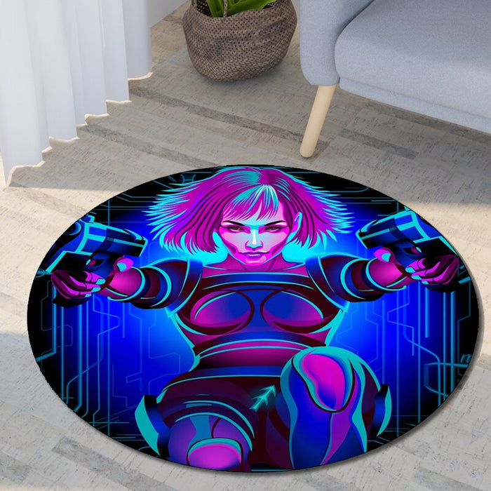 Anti-Slip Neon Art Printed Round Mat