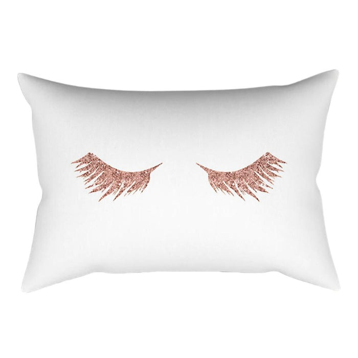 Pink Geometric Printed Rectangular Pillow Cover