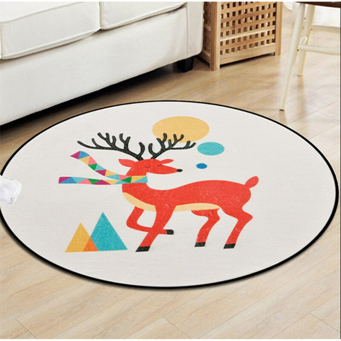 Colorful Squared Fox Decorative Round Mat