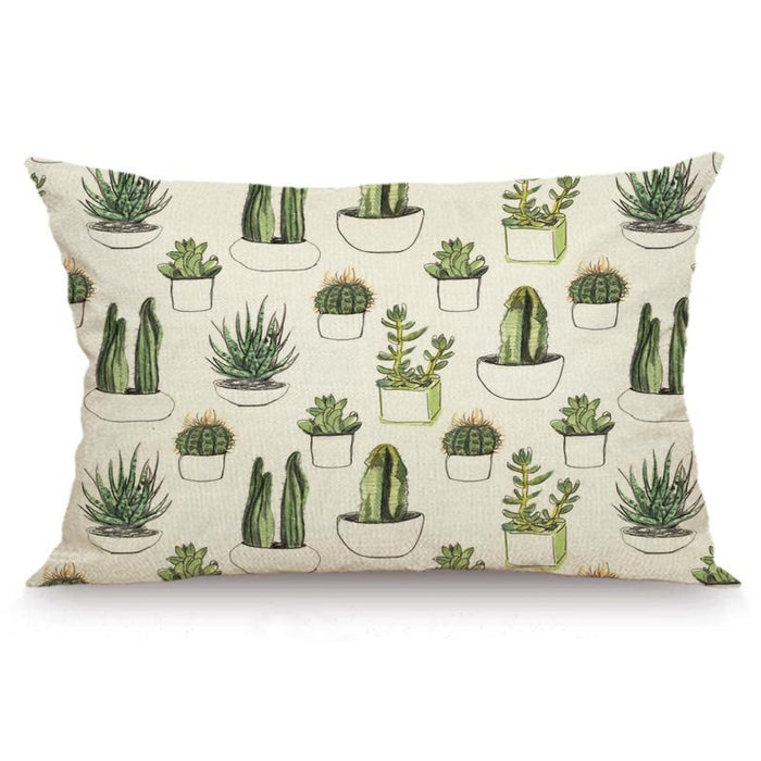 Plant Design Printed Rectangular Pillow Cover