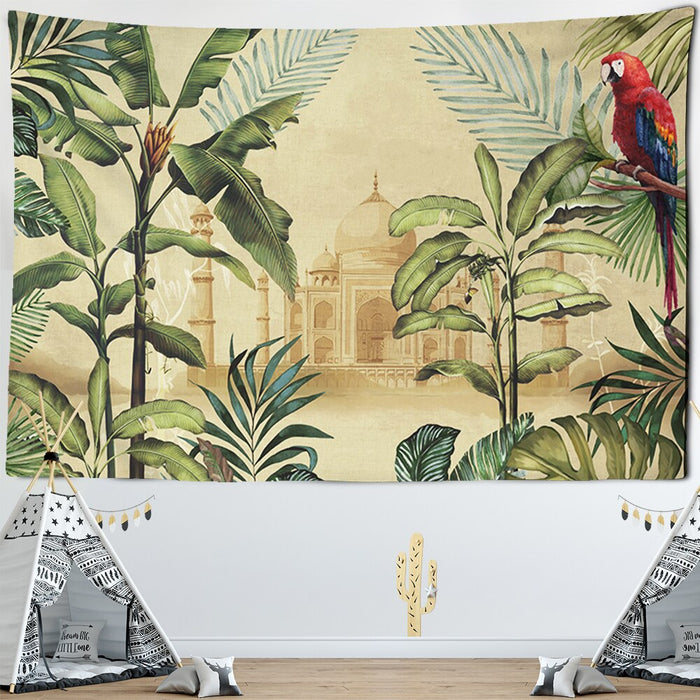 Palm Tree Parrot Tapestry Wall Hanging Tapis Cloth