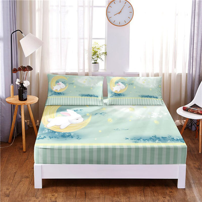 Digital Printed 3pc Polyester Fitted Sheet Bedding Set