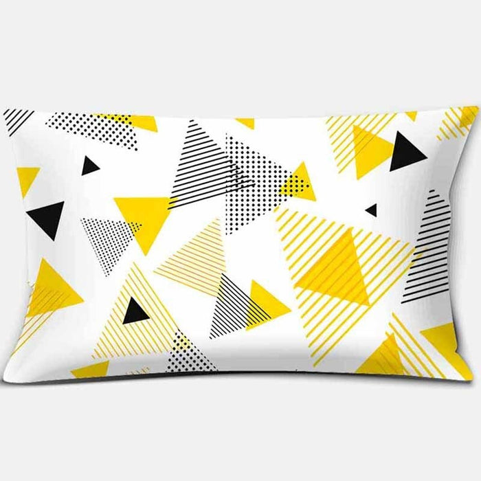 Yellow Geometric Printed Rectangular Pillow Cover