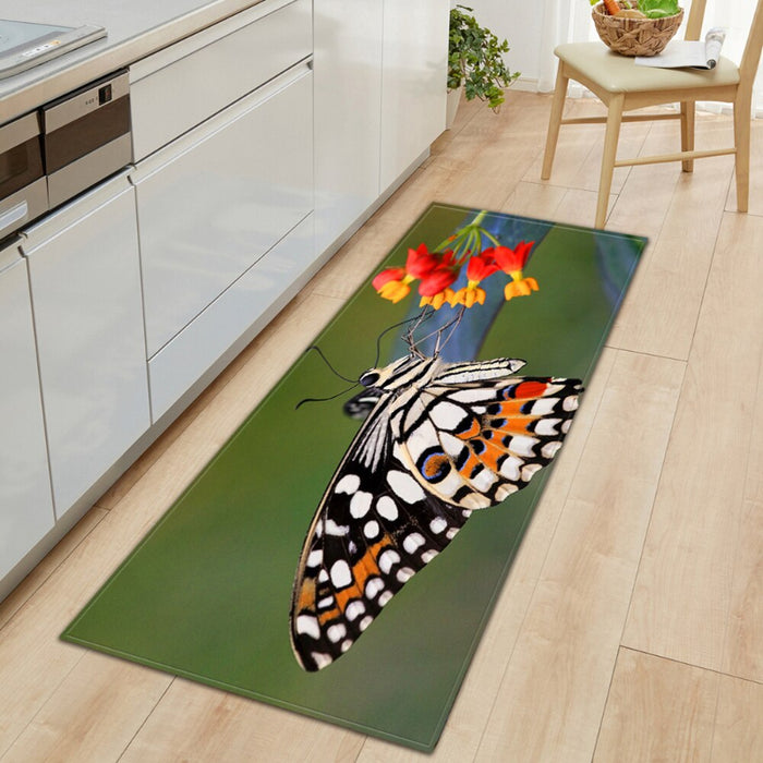 Non-Slip Butterfly Rectangular Printed Floor Mat