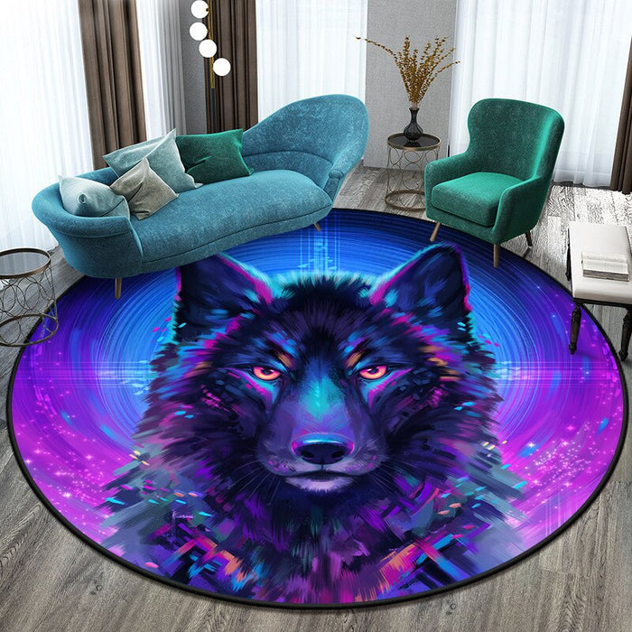 Anti-Slip Wolf Themed Printed Round Mat