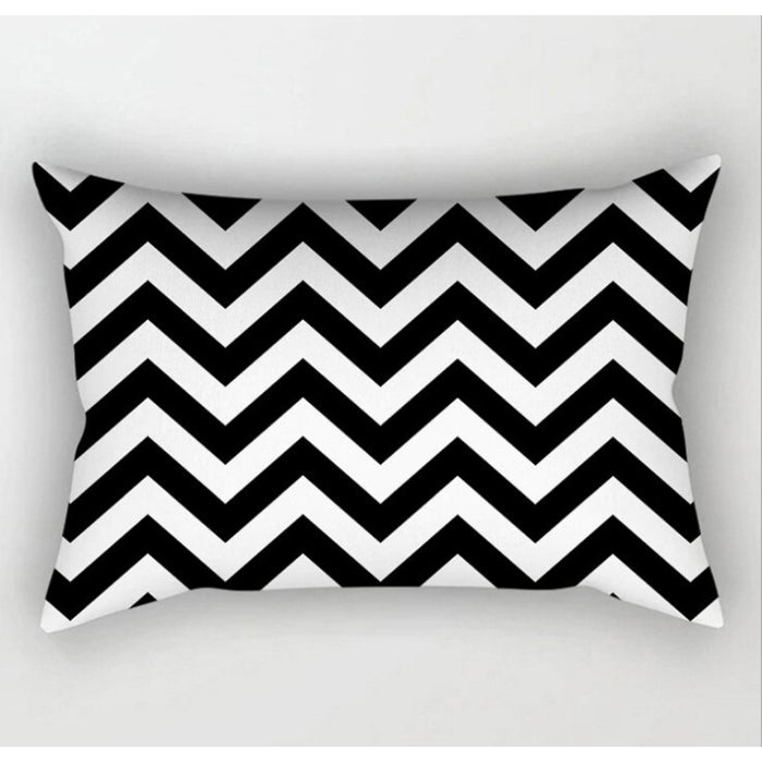 Monochrome Pattern Printed Rectangular Pillow Cover