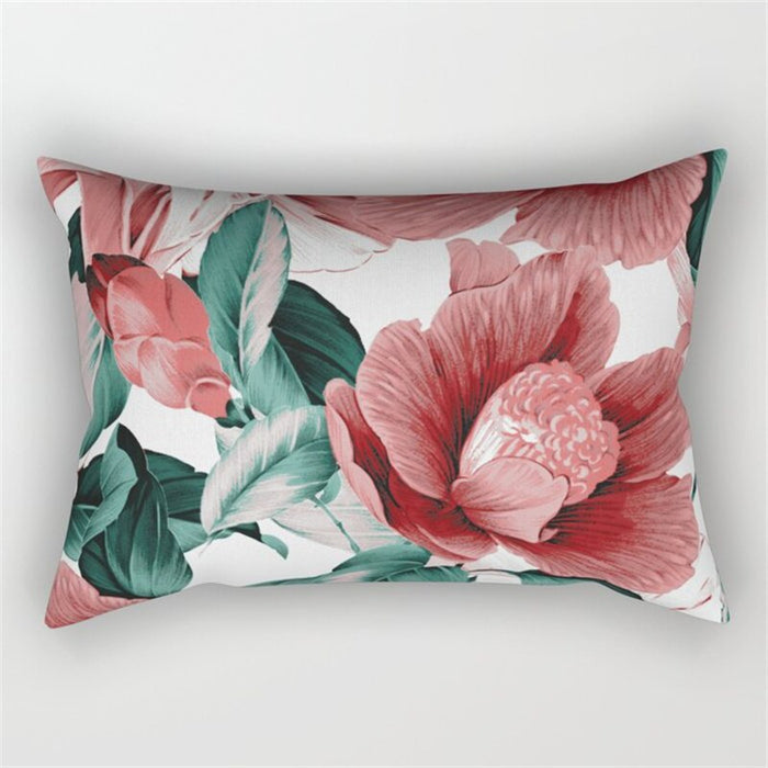 Colorful Plant Printed Rectangular Pillow Cover